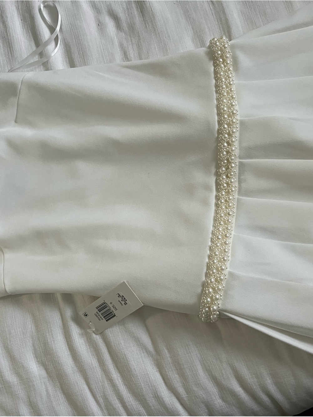 DKNY White A-Line Skirt with Pearl Waistband